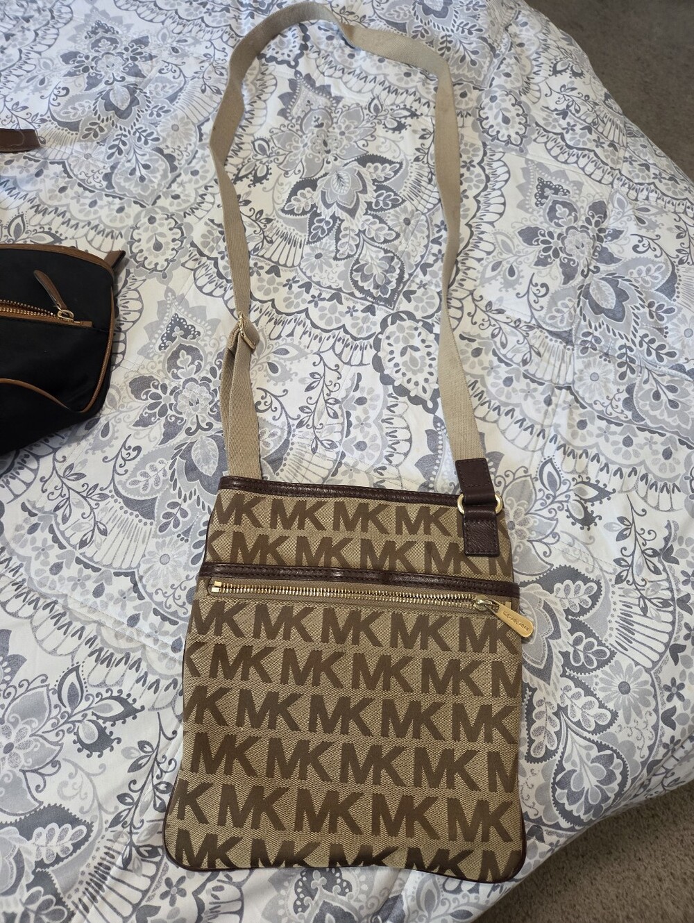 Michael Kors Brown/Tan MK Signature Crossbody Messenger Bag